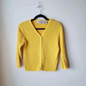 Vintage Y2K Jessica yellow cropped ribbed  cardigan